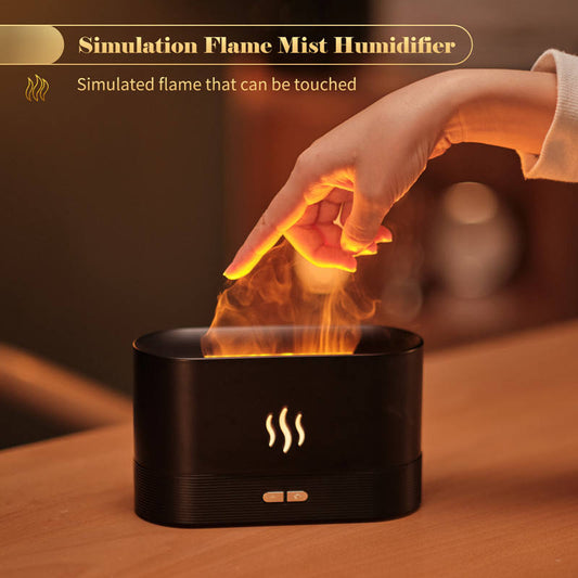 Quirky Home Aroma Diffuser - Flame Effect, Dual Mist Modes, Auto-Stop Feature, Ideal for Bedroom, Spa, and Office (Black)